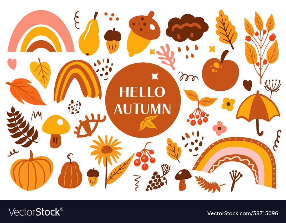 Boho abstract autumn set bohemian vector image Boho abstract autumn set bohemian