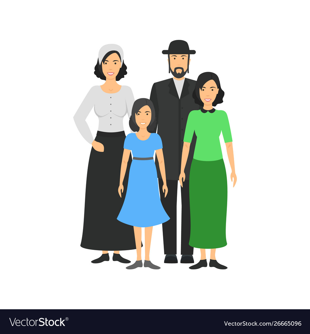 Cartoon characters people jewish national family Vector Image