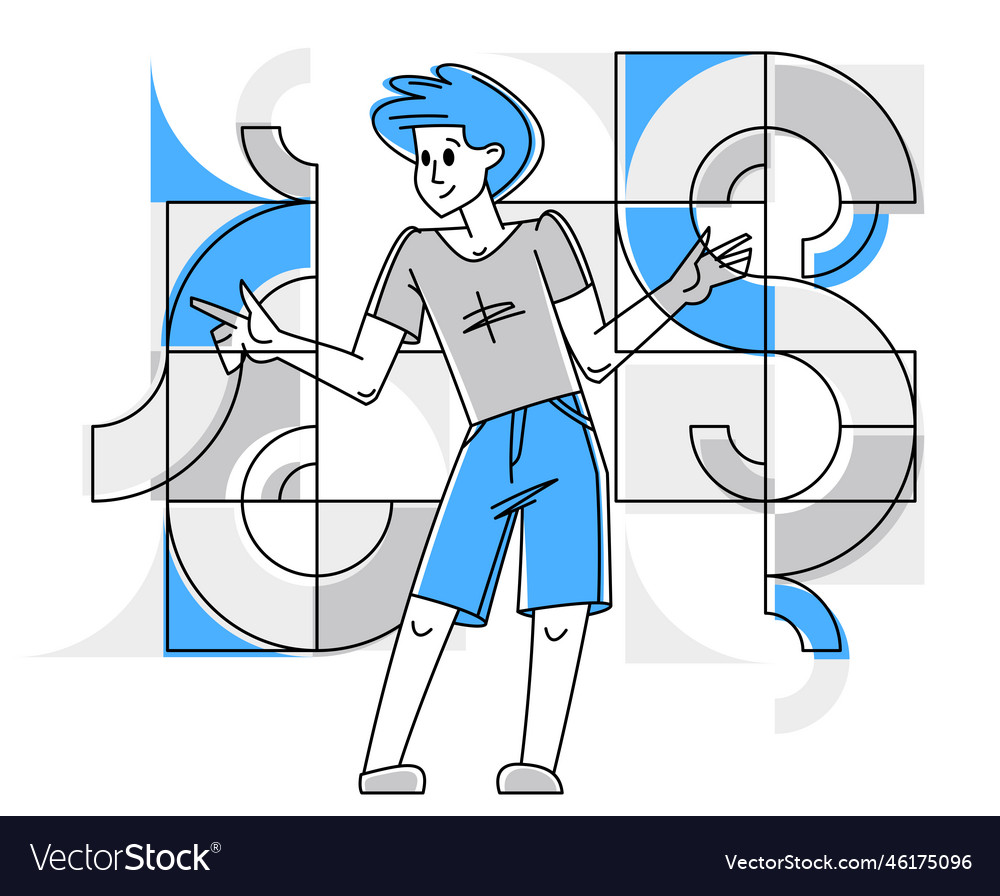 Creative worker doing some job and creating vector image Creative worker doing some job and creating