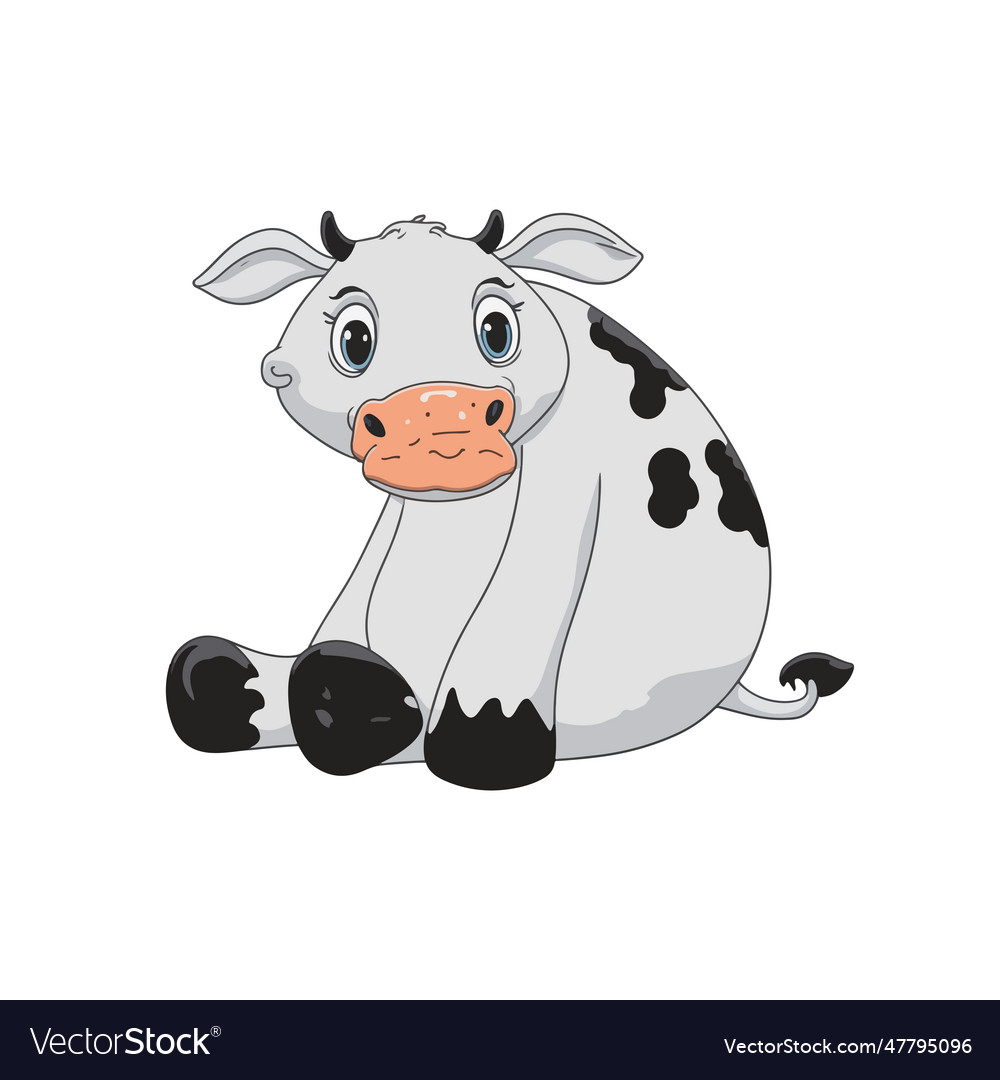 Cute cow cartoon sitting Royalty Free Vector Image