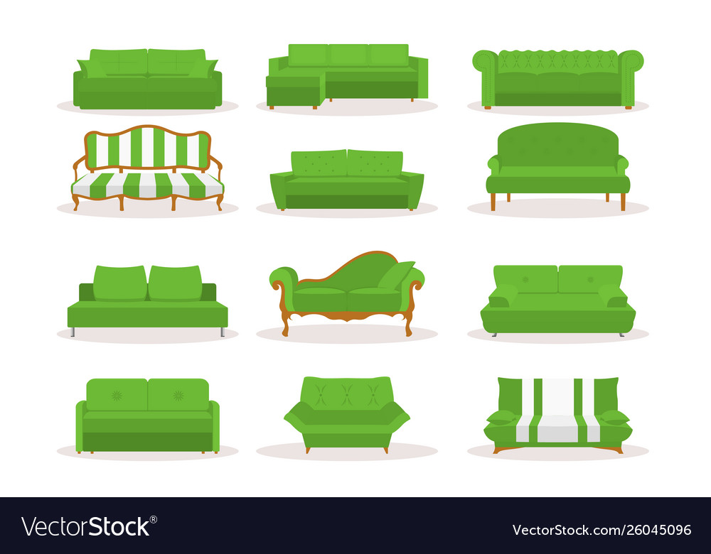 Different Green Leather Luxury Office Sofa Vector Image
