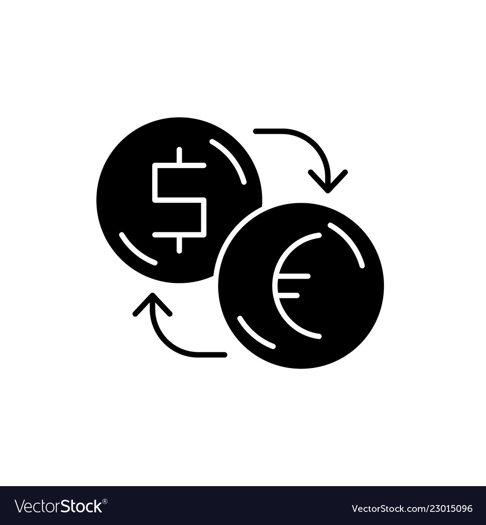 Exchange Of Dollars For Euros Black Icon Vector Image Dollars For Euros Black Icon Vector Image