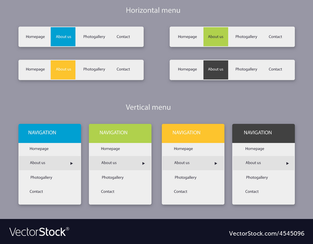 Horizontal and vertical menu Royalty Free Vector Image
