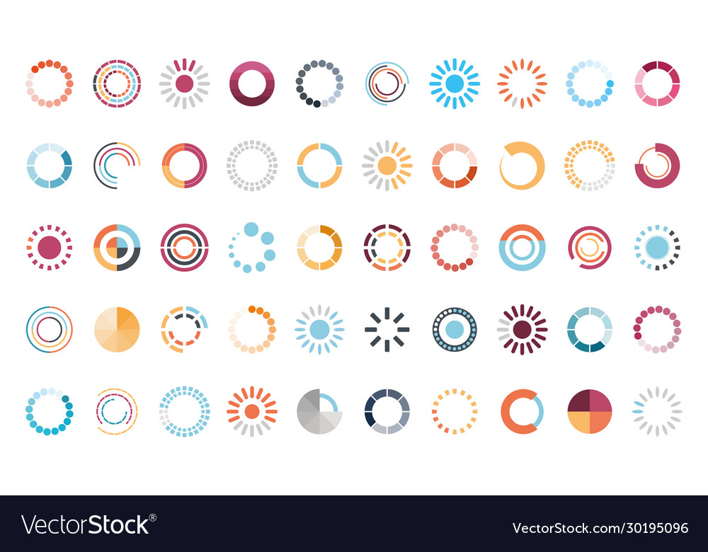 Loading circles flat style icon set design