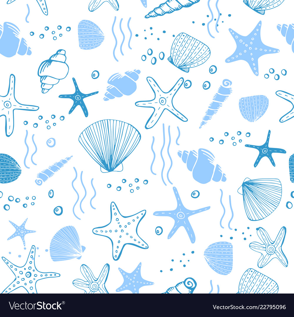 Marine seamless pattern sea life Royalty Free Vector Image