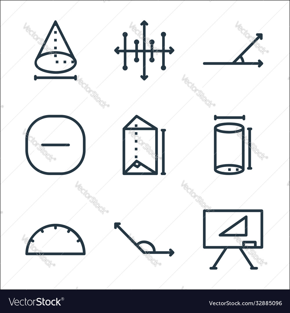 Mathematics line icons linear set quality vector image Mathematics line icons linear set quality