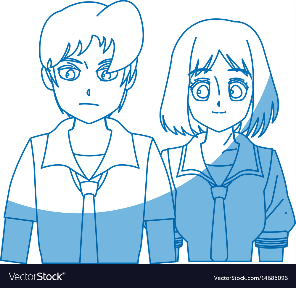 Teenager Anime Boy And Girl Hair Style Royalty Free Vector