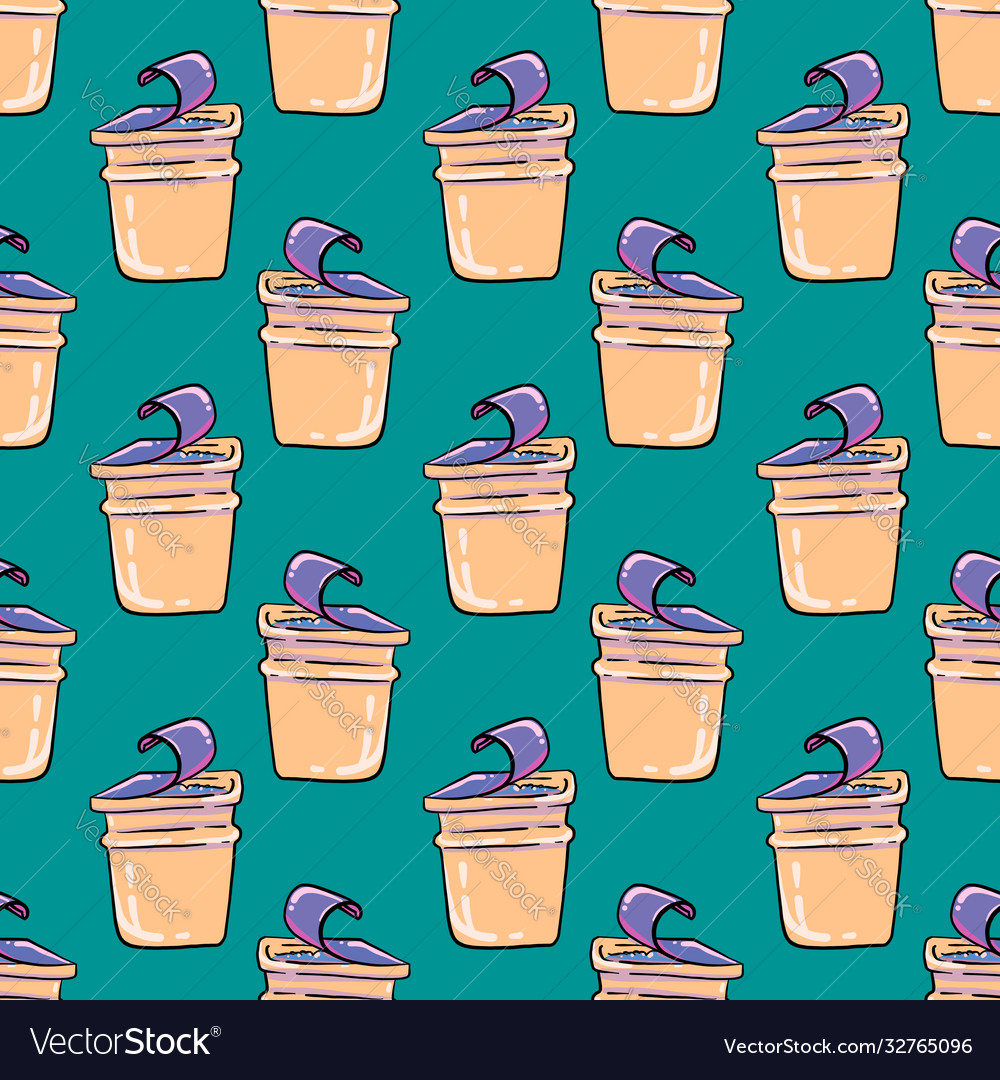 Yogurt pattern seamless on blue background