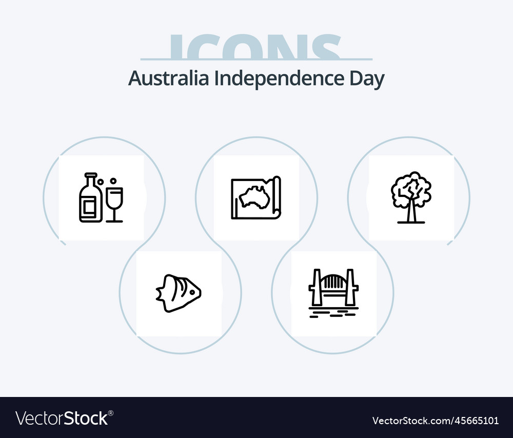 Australia independence day line icon pack 5