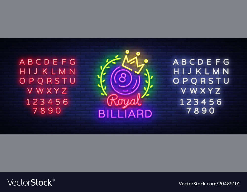 Billiards Neon Sign Royal Billiards Logo In Neon Vector Image