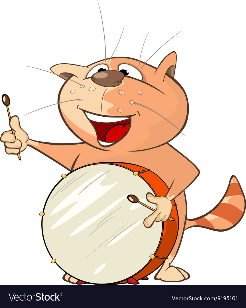 Niedliche Katze Drummer Cartoon