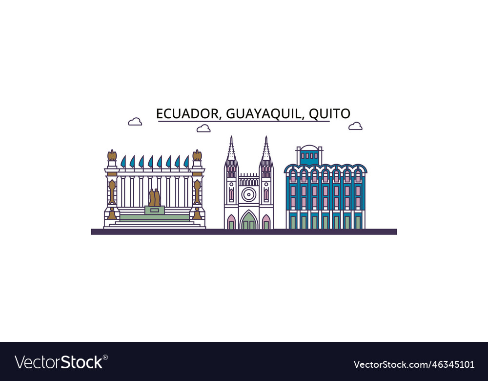 Ecuador guayaquil quito touristische Sehenswürdigkeiten vector image Ecuador guayaquil quito touristische Sehenswürdigkeiten