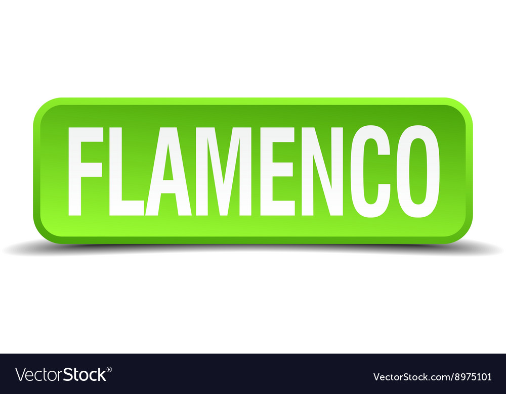 Flamenco green 3d realistic square isolated button