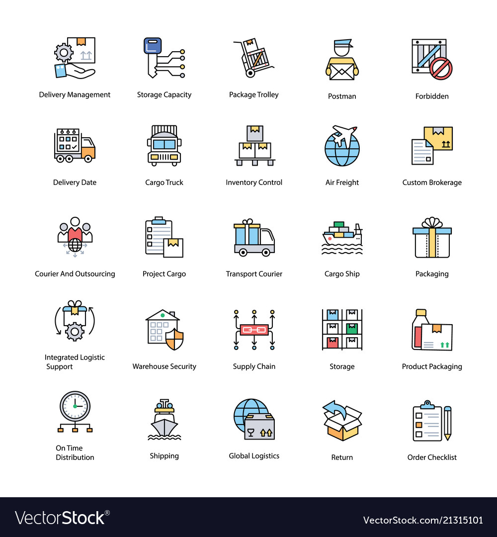 Flat icons of logistics delivery