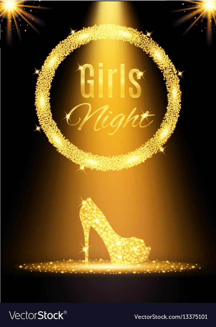 Gold girls night out party poster Royalty Free Vector Image