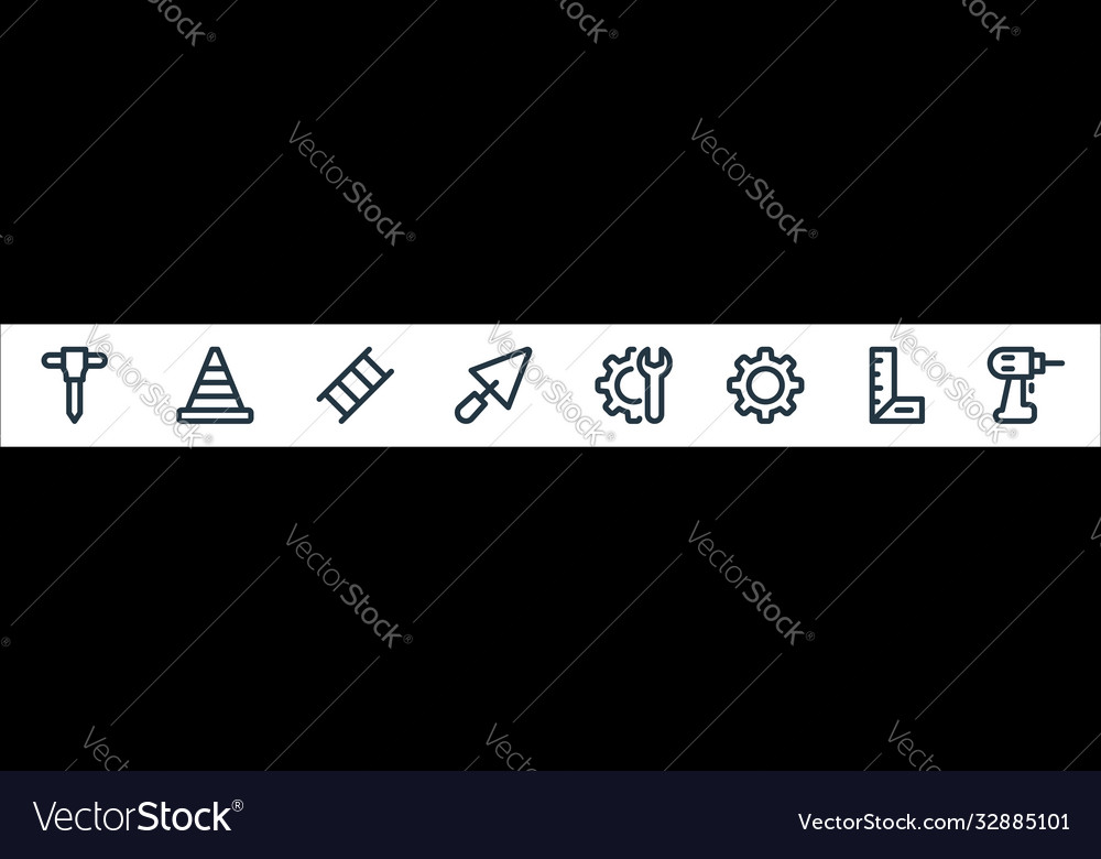 Labour day line icons linear set quality vector image Labour day line icons linear set quality