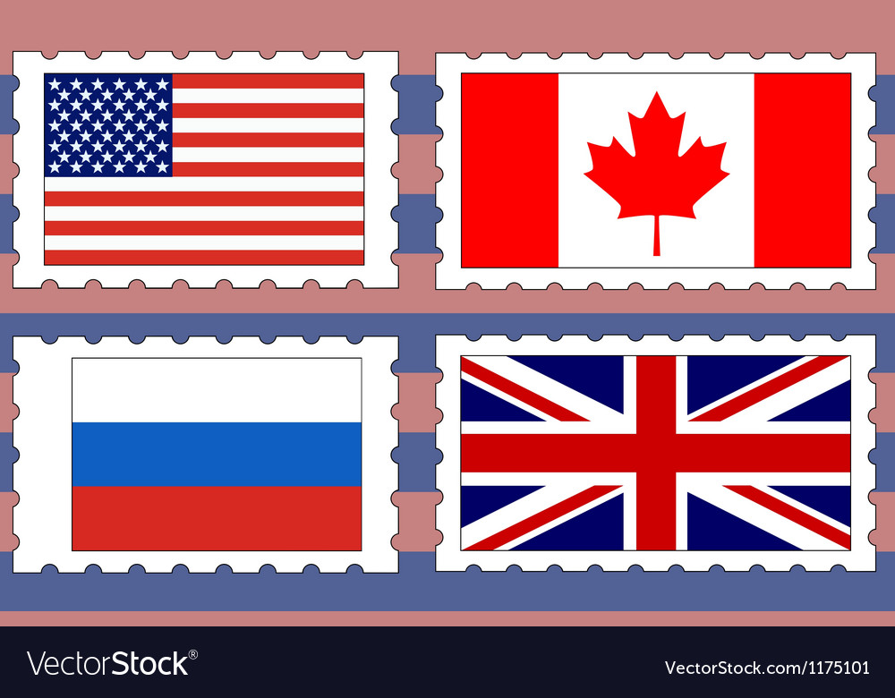 Postage stamps with flags