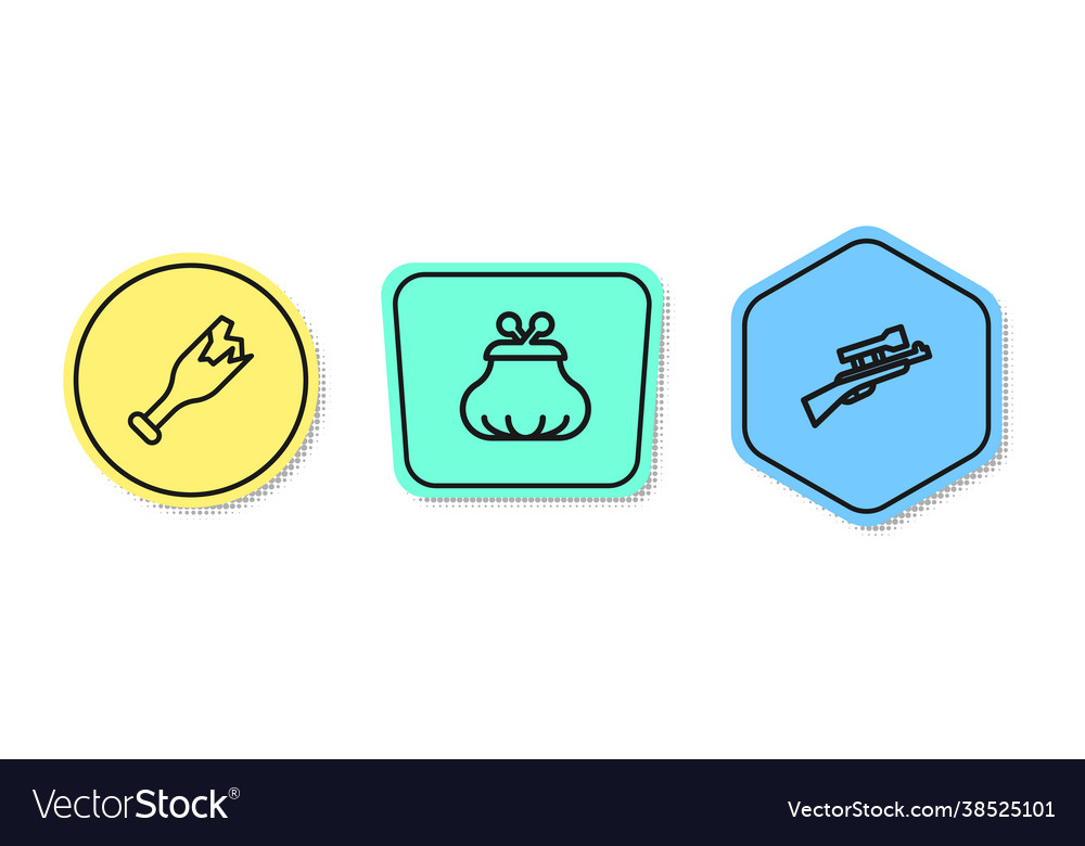 Set line broken bottle as weapon wallet vector image Set line broken bottle as weapon wallet