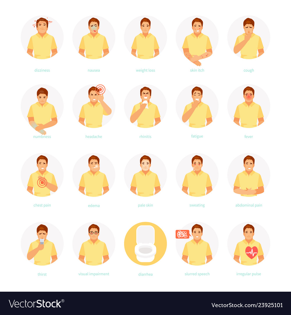 Set of symptoms Royalty Free Vector Image - VectorStock