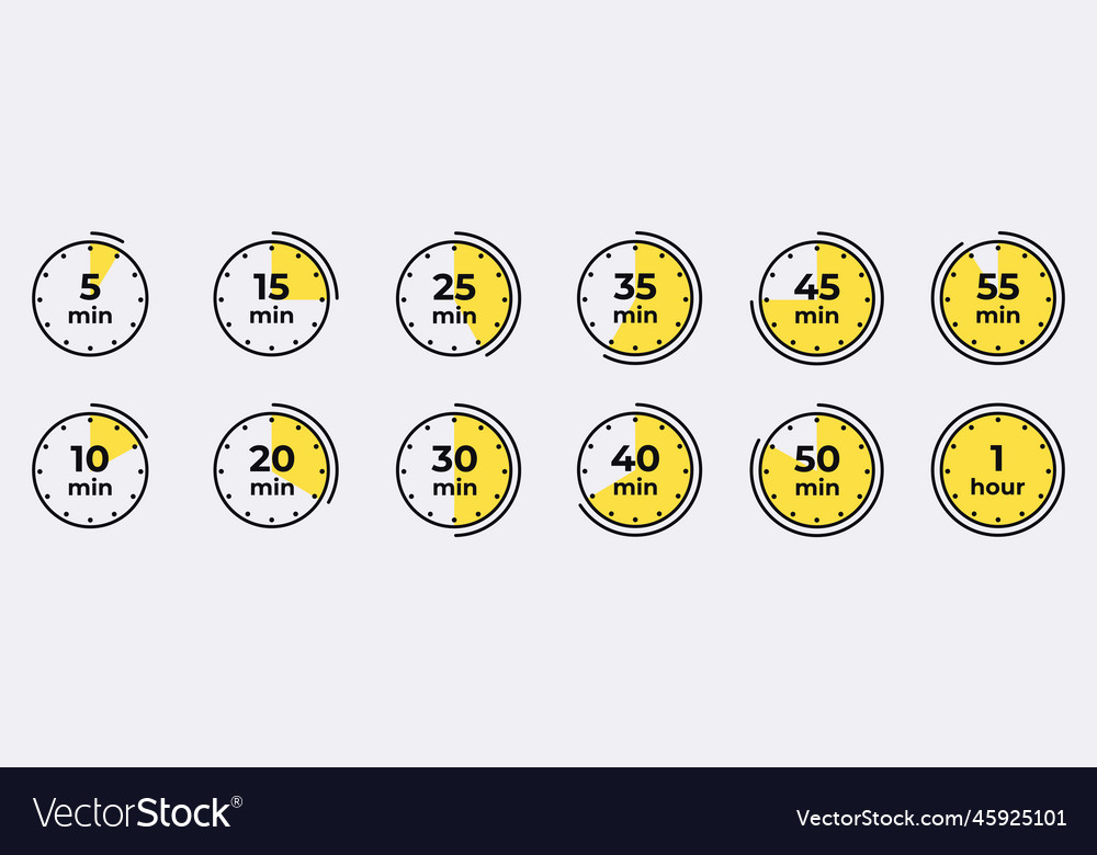 Timer clock stopwatch isolated set icons