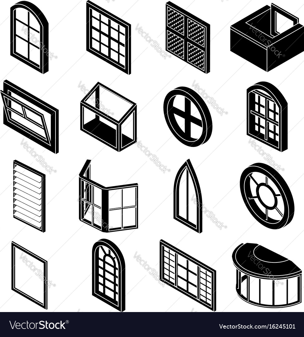 Window forms icons set simple style Royalty Free Vector