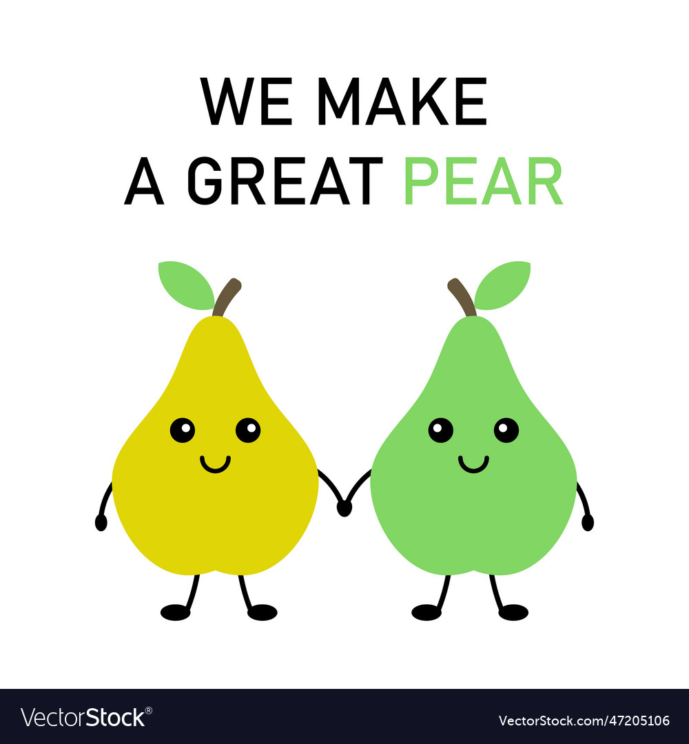 Cute postcard pears cartoon characters