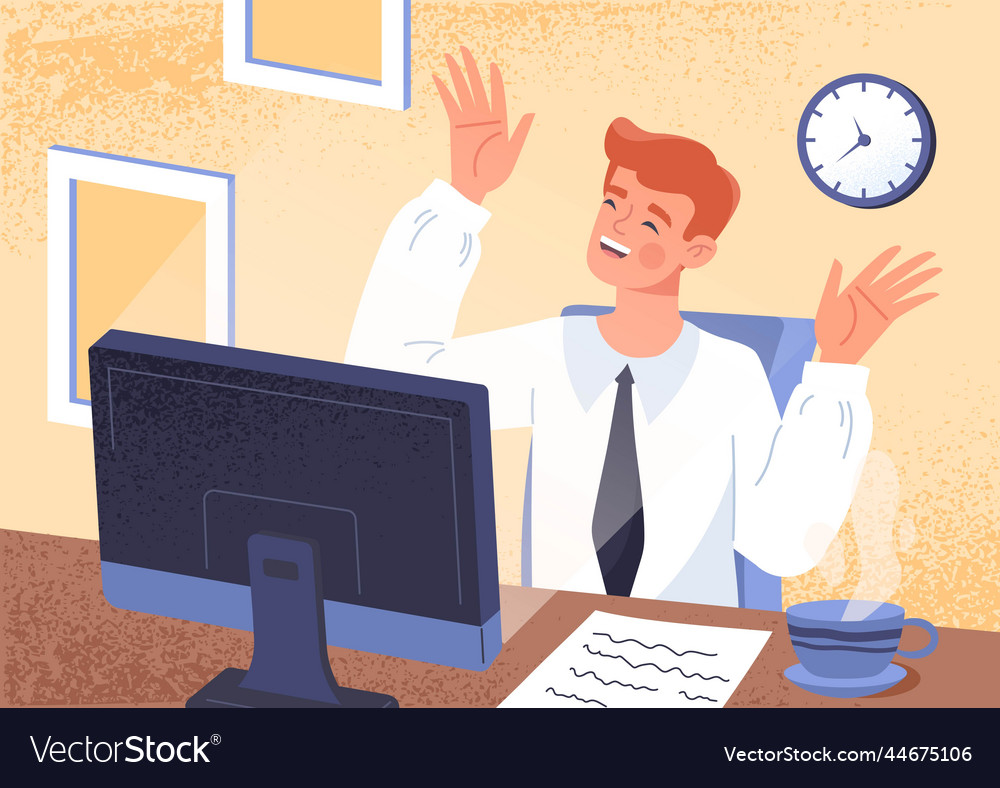 Employee at work desk vector image Employee at work desk