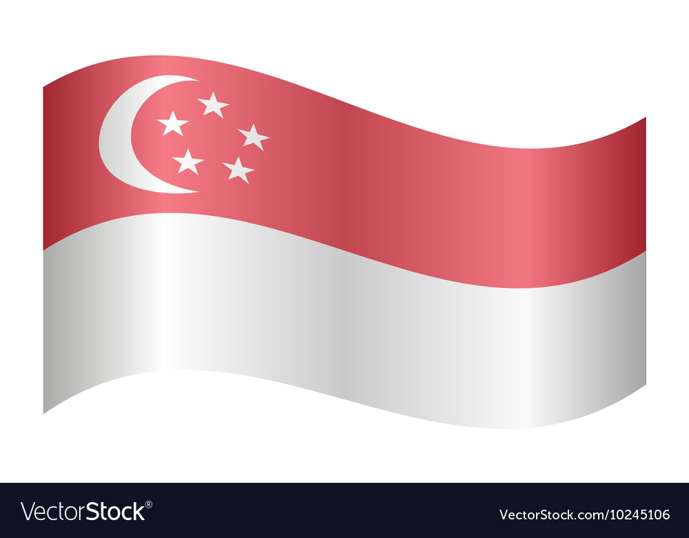 Flagge von Singapore waving auf weißem Hintergrund