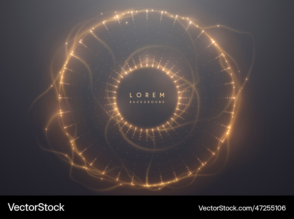 Golden circle light effect background Royalty Free Vector