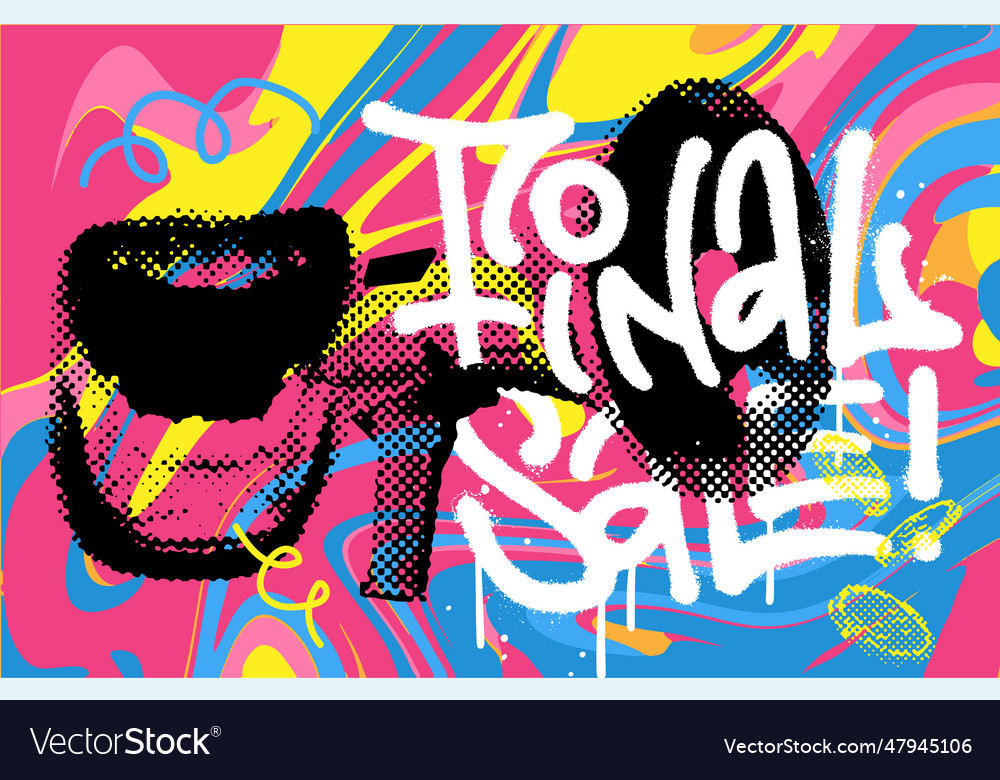 Halftone grunge collage with open mouth yelling vector image Halftone grunge collage with open mouth yelling