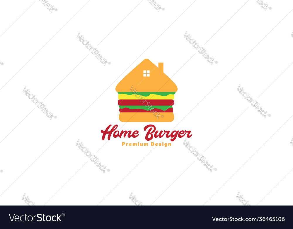 Hamburger food with home colorful logo design