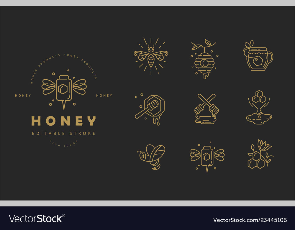 Icon and logo honey editable outline