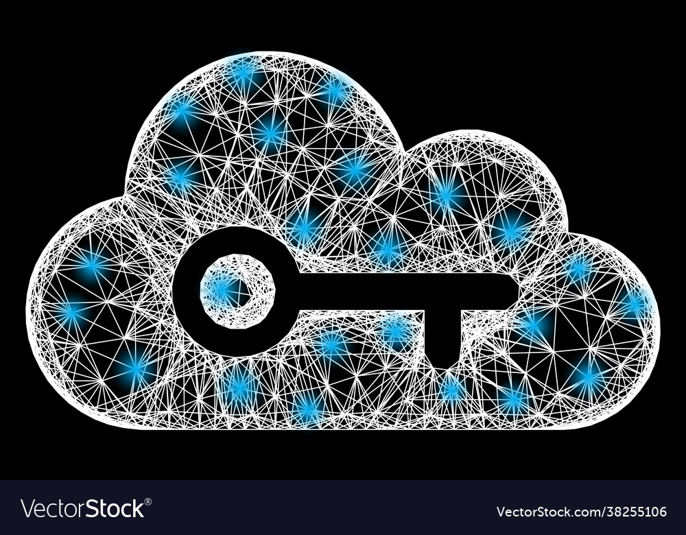 Net cloud key mesh with bright flash nodes vector image Net cloud key mesh with bright flash nodes