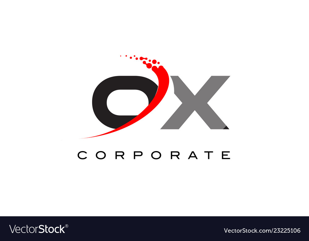 Ox modern letter logo design with swoosh