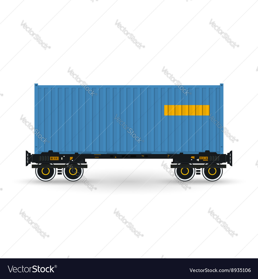 Platform with blue container isolated on white
