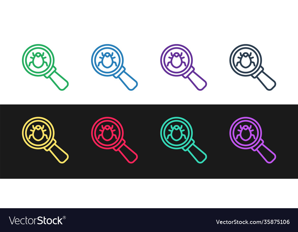 Set line system bug concept icon isolated on black vector image Set line system bug concept icon isolated on black