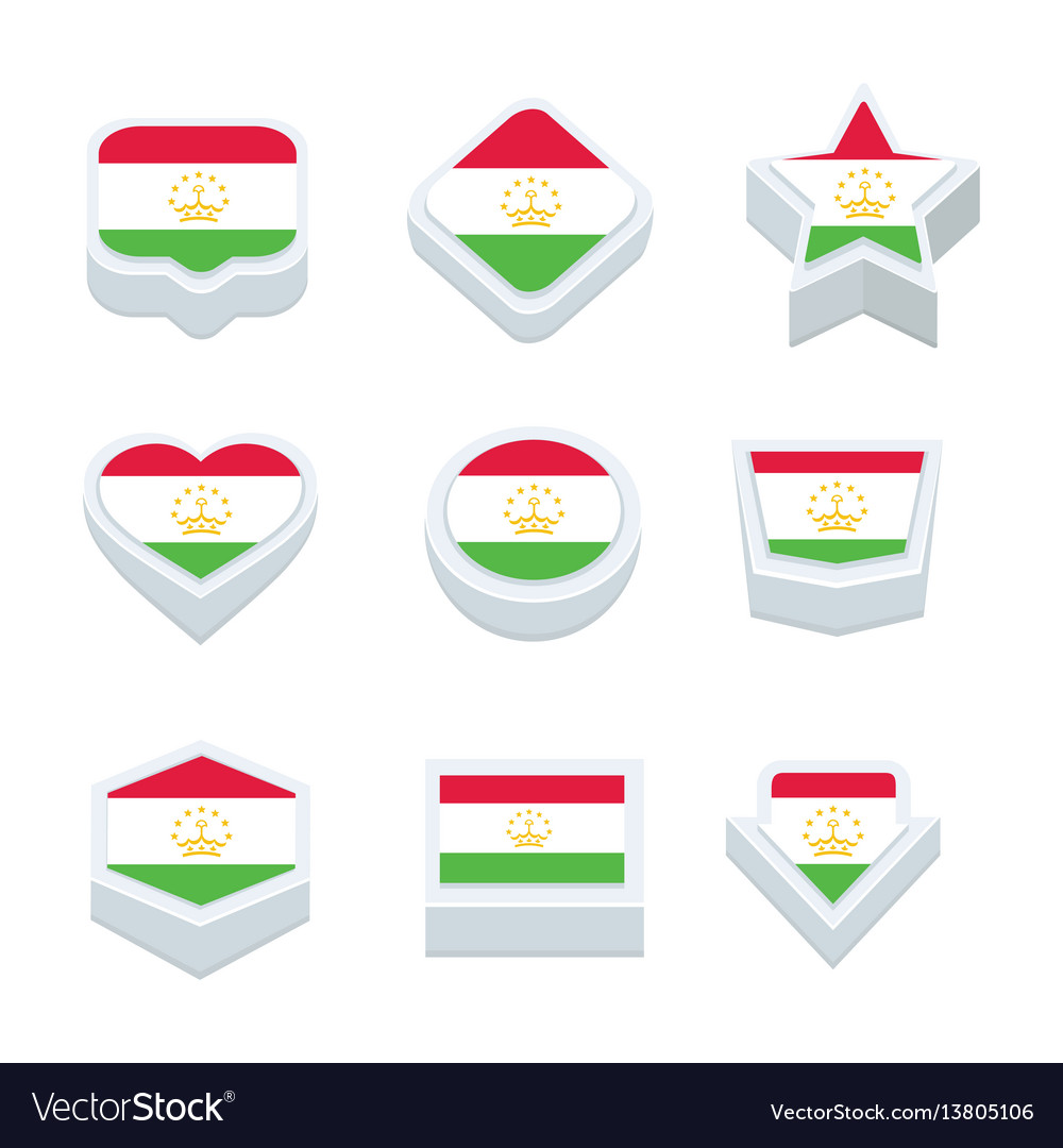 Tajikistan flags icons and button set nine styles