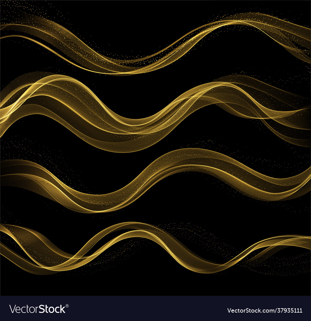 Abstract gold waves shiny golden moving lines Vector Image