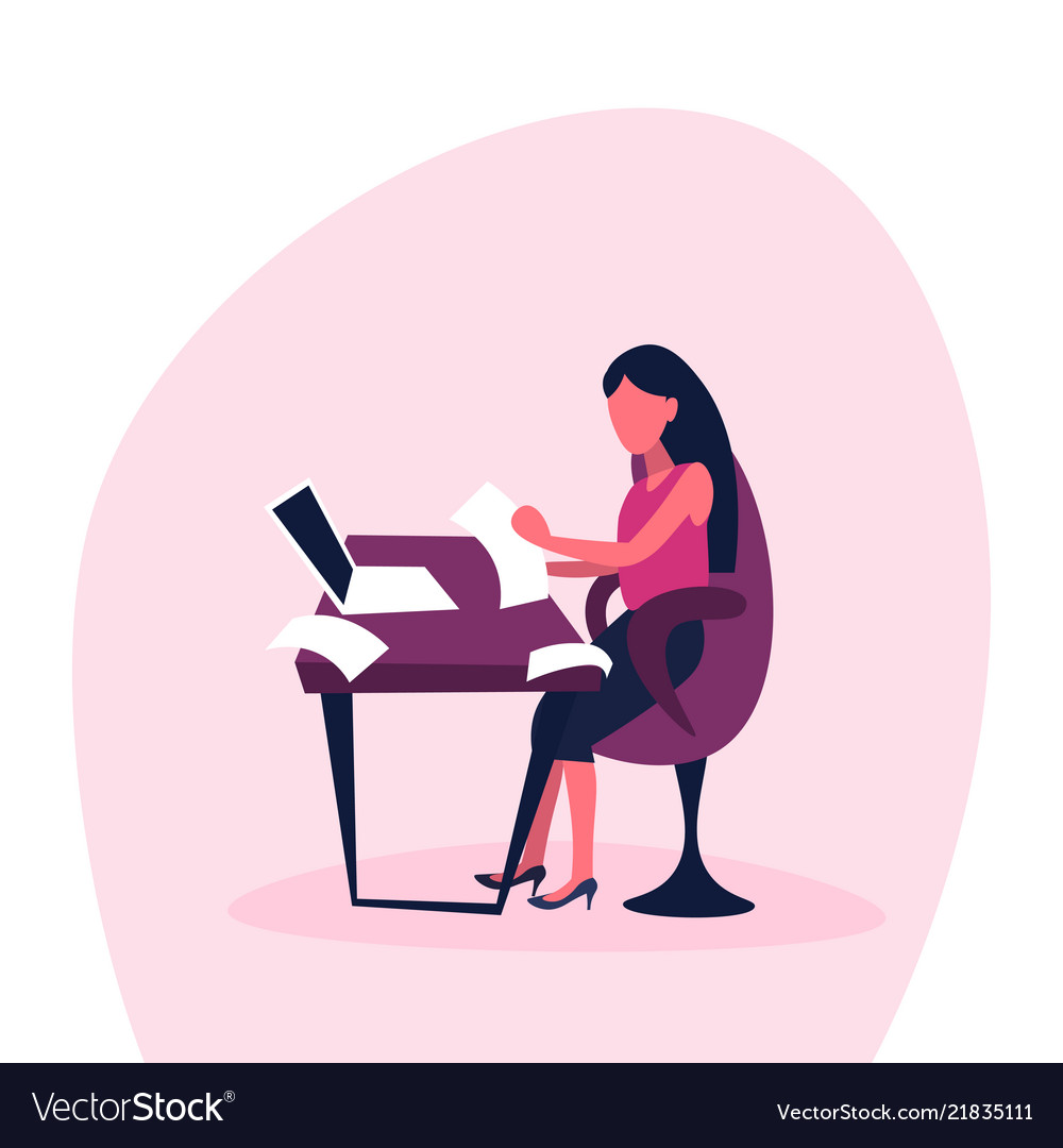 Businesswoman Using Laptop Computer Sit Office Vector Image