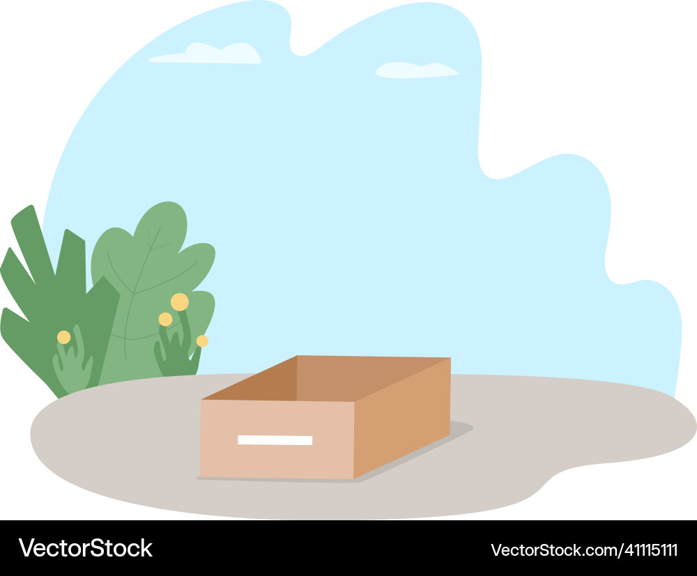 Cardboard box on street 2d web banner poster Vector Image