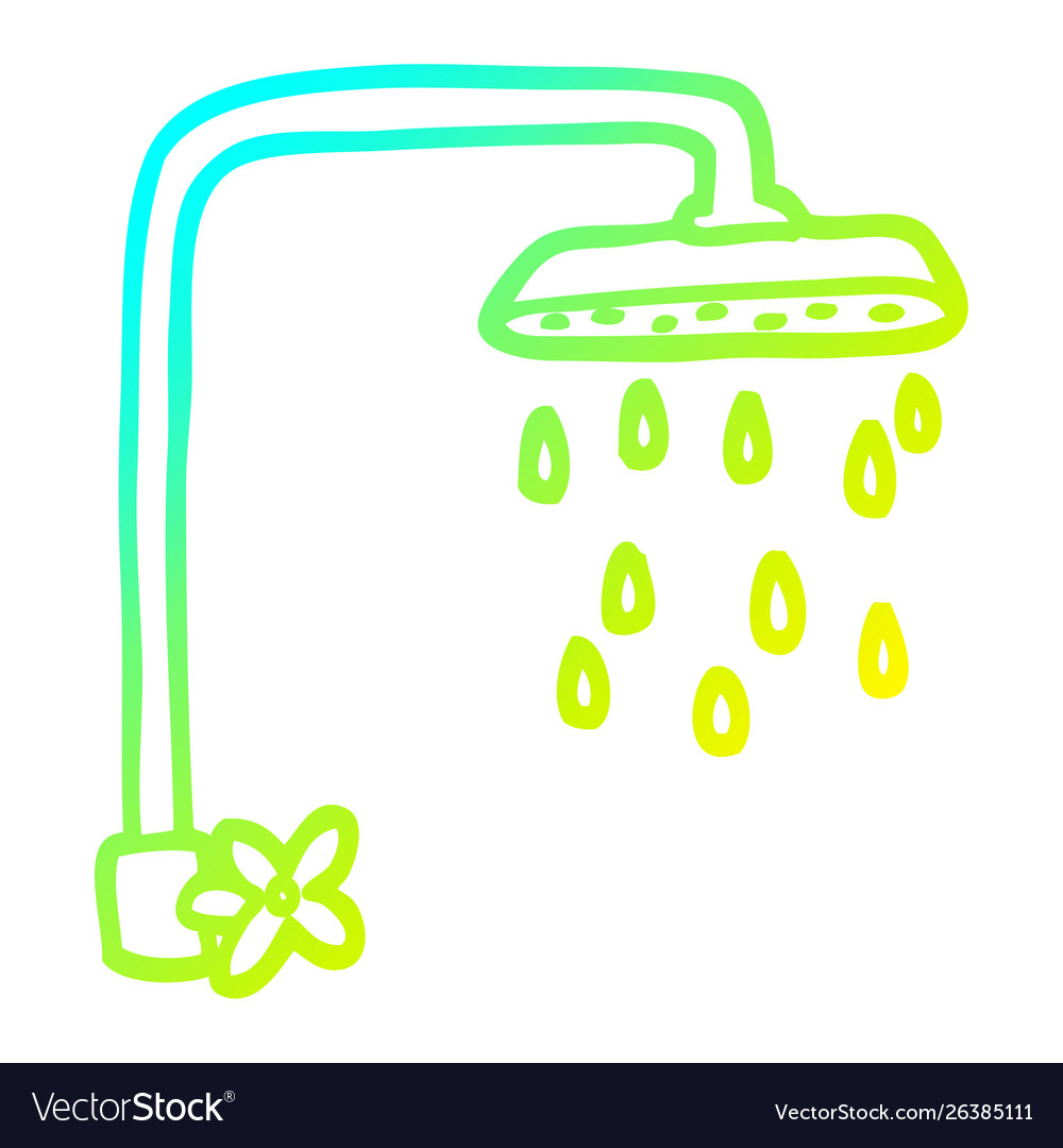 Cold gradient line drawing cartoon shower head