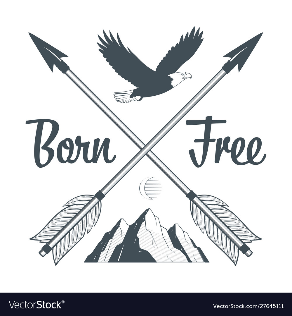 Crossed arrows and flying eagle Royalty Free Vector Image