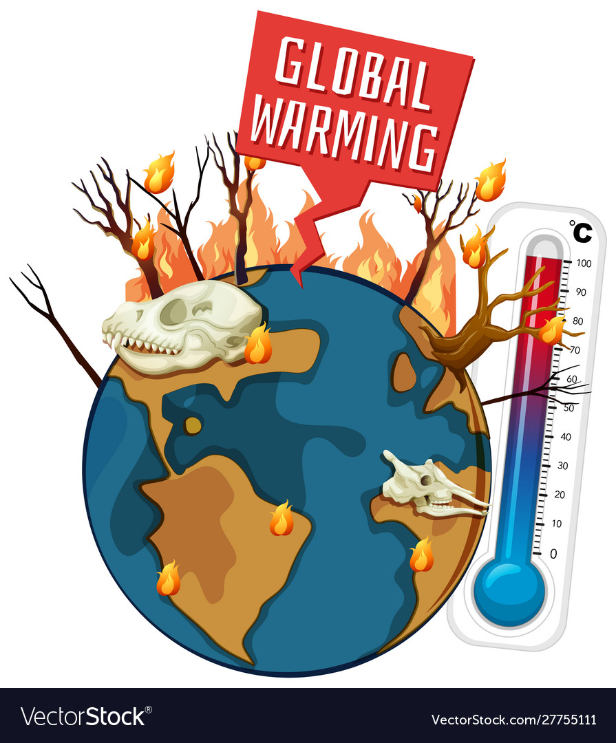 global-warming-with-deforestation-on-earth-vector-image