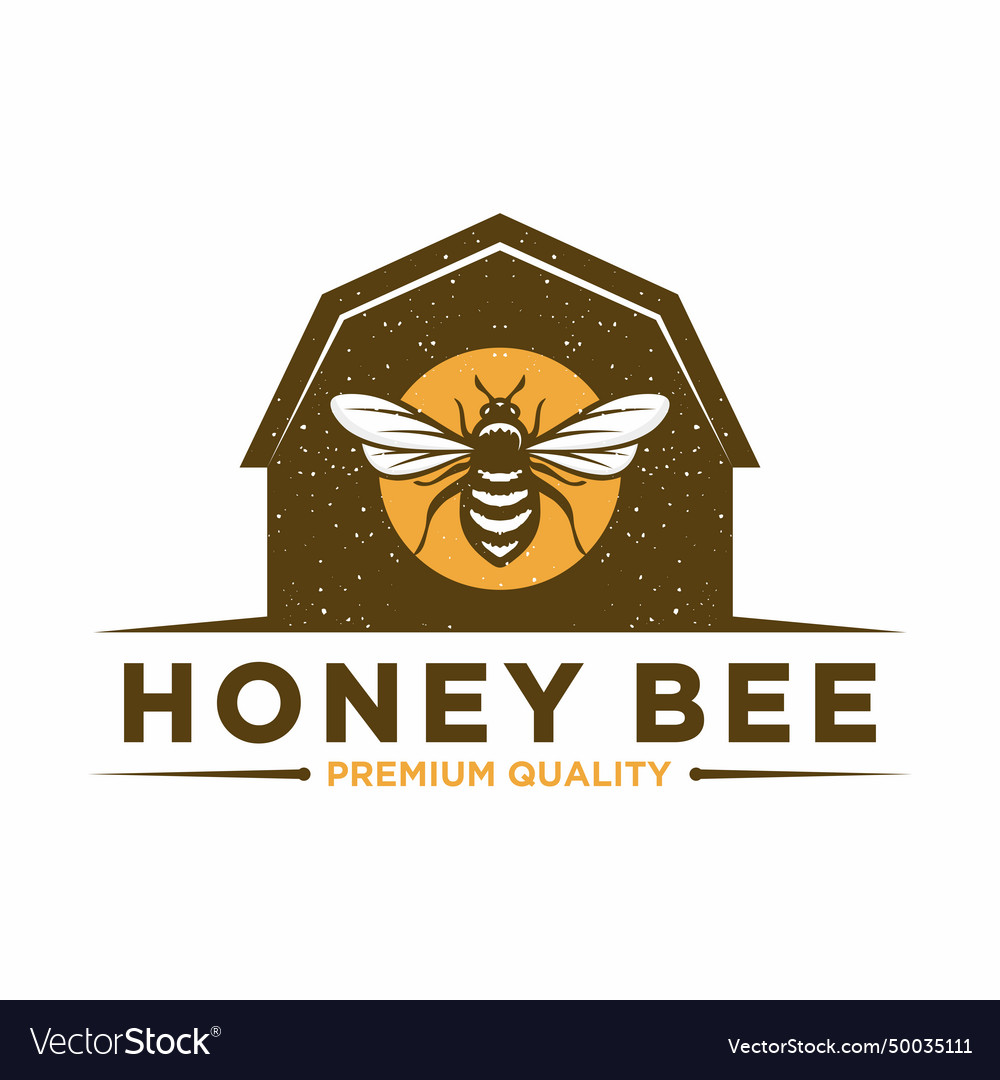 Honey bee emblem logo design Royalty Free Vector Image