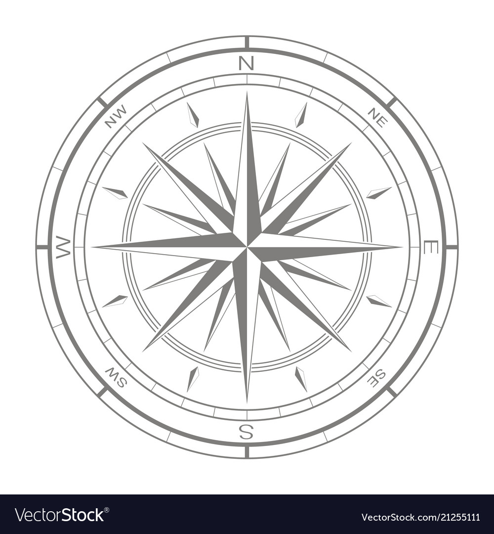 Icon with compass rose Royalty Free Vector Image