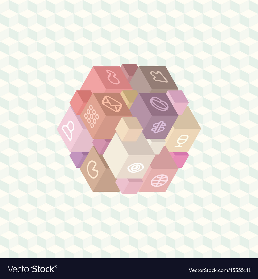 Isometric projection infographic array of cubes