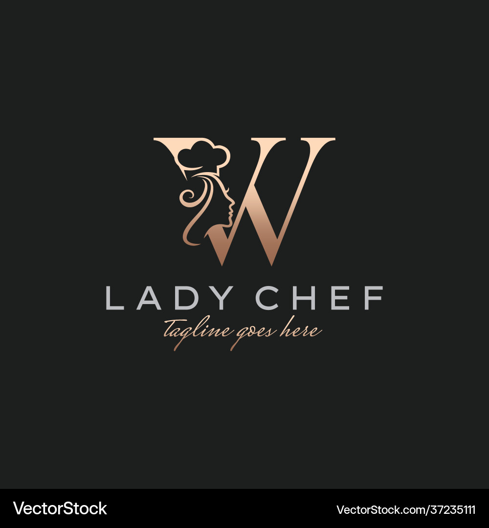 Letter w lady chef initial beauty cook logo design