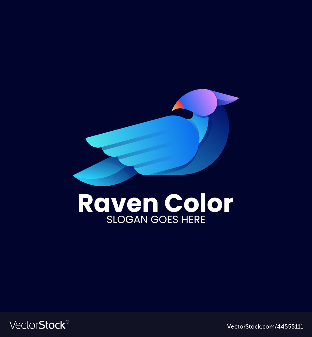 Logo raven color gradient colorful style Vector Image