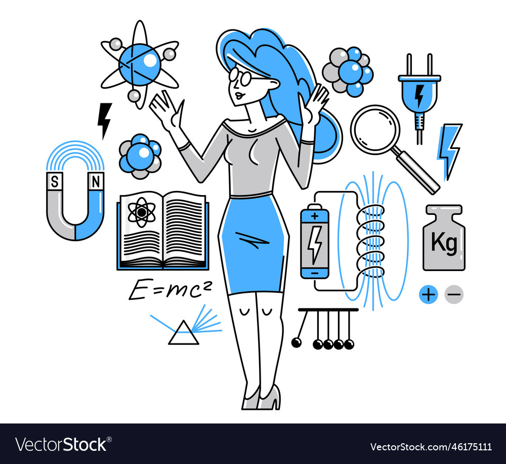 Physicist working on some theoretical physics vector image Physicist working on some theoretical physics