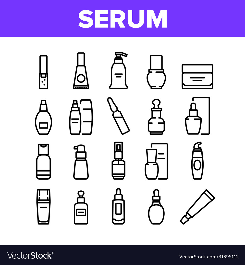 Serum beauty cosmetic collection icons set